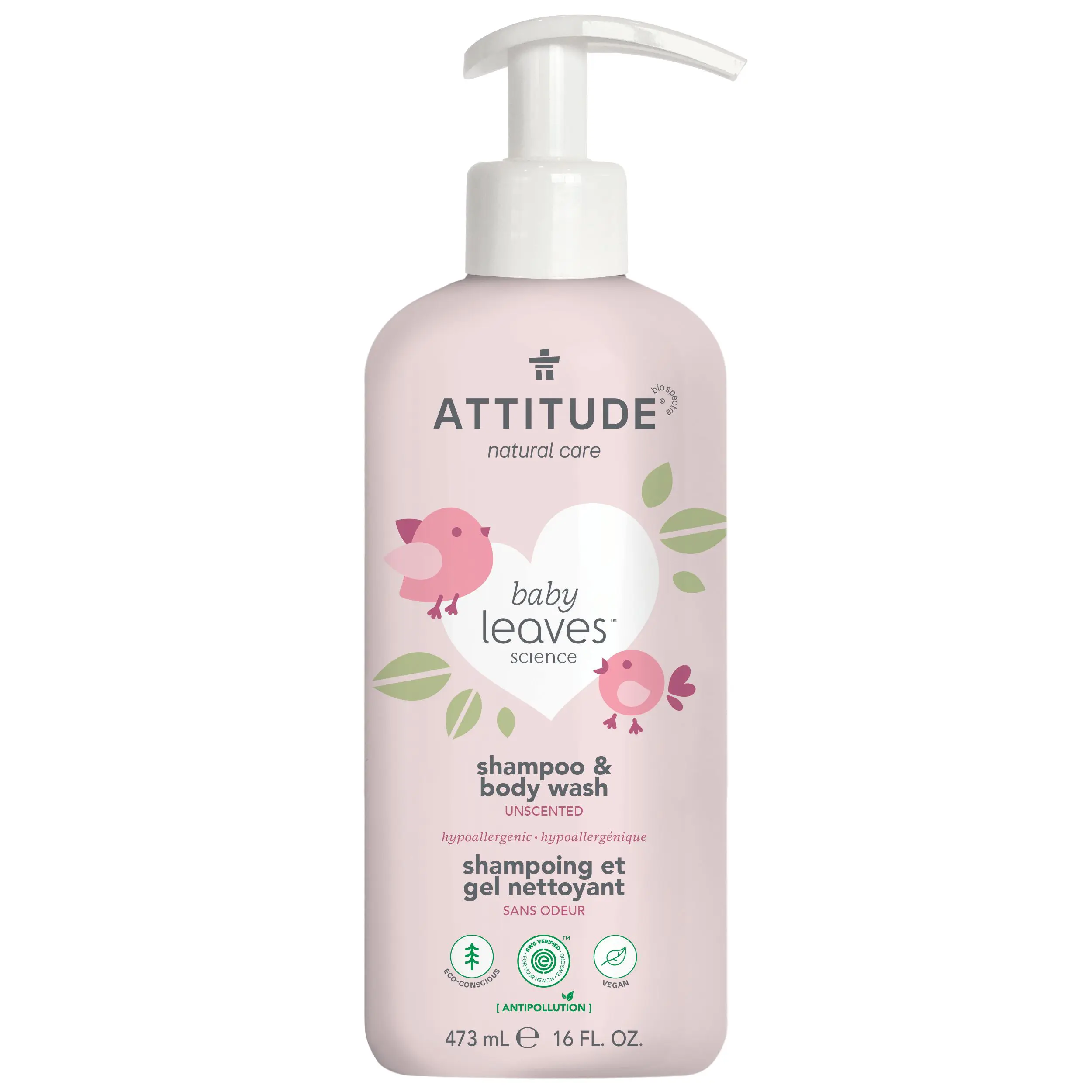 ATTITUDE Baby Leaves 2-in-1 Shampoo & Body Wash, Fragrance Free, ATTITUDE Baby Leaves 2-in-1 Shampoo & Body Wash, Fragrance Free