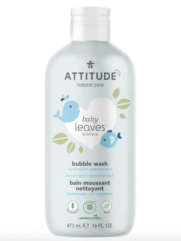 ATTITUDE Baby Leaves Bubble Wash, Good Night / Almond Milk, ATTITUDE Baby Leaves Bubble Wash, Good Night / Almond Milk